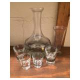 Polish Glass Decanter and Shot Glasses