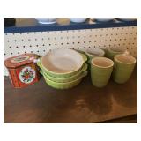 Royal norfolk China and a Tin