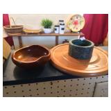 Wood Bowl and Cheese and Cracker Tray