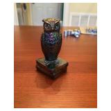 Carnival Glass Owl Figurine