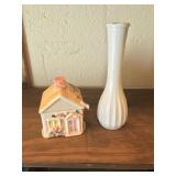 Milk Glass Vase and Trinket Box