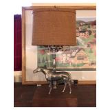 Horse Lamp with Burlap Shade