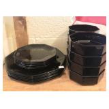 Set of Black Glass from France