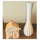 Milk Glass Vase and Trinket Box
