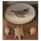 Plate with a Pheasant and Turtles