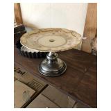 Silver and China Footed Tray