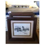 Three Framed Pen and Ink Drawings