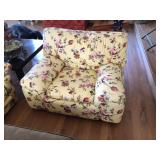Yellow  Floral Overstuffed Arm Chair