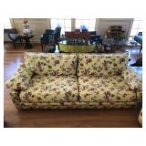 Yellow Floral Overstuffed Sofa