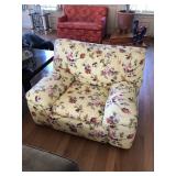 Yellow  Floral Overstuffed Arm Chair