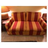 Red and Yellow Striped Loveseat
