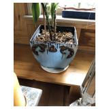 2 Blue and Gold Accent Pots