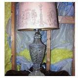 Clear Glass Lamp with Pictorial Shade