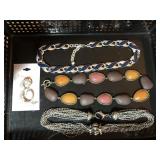 3 necklaces and a pin