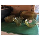 Set of Etched Yellow Depression Glass