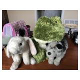 An Akita, Bunny and HUGE Frog