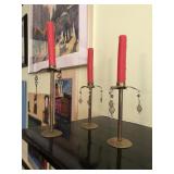 Set of 3 Gold Candlesticks
