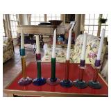 Glass Candlestick Set