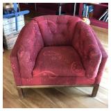 Comfortable Red Paisley Arm Chair