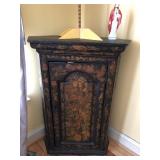 Black Appliqued Floral Corner Cabinet from England