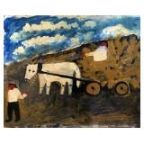 White Ox Pulling Hay Cart