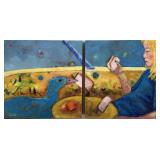 2 Panel Woman and Duck