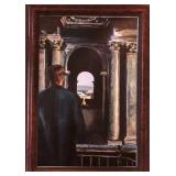 Man Looking out Window