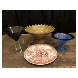 Martini Glasses, Decorative Plate and Bowl