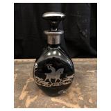 Black Decanter with Silver Ornamentation