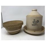 Chicken Feeder and Roseville Bowl