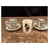 Two Demitasse Cups and Mickey Mouse Cup