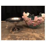 Porcelain Basket and Silverplate Tray