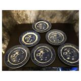 Six Blue Willow China Pieves