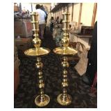 Two Large Brass Altar Candles