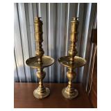 Two Large Brass Candle Holders