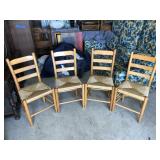 4 Rush Bottom Ladder Back Chairs