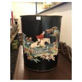 Waste Bin with Hunt Scene