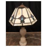 Quartz or Marble Lamp with Stained Glass Shade