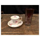 Pretty Tea Cup and Cut to Clear Shot Glass