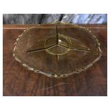 Pale Amber Colored Divided Glass Plate