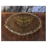 Pale Amber Colored Divided Glass Plate