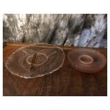 Pink Divided Glass Plate and Small Plates