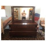 Beautiful Antique Cherry Dresser and Mirror