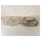 (2) Lazy Susan Condiment Trays - glass