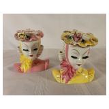 (2) Lefton Barbara Head Vases