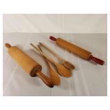 (2) Rolling Pins & Wooden Spoons