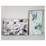 (2) Blue Floral Prints