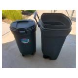 (2) Garbage Cans w/ Wheels