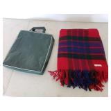 Vintage Plaid Wool Blanket w/ Bag