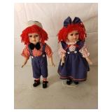 Porcelain Raggedy Ann & Andy Dolls